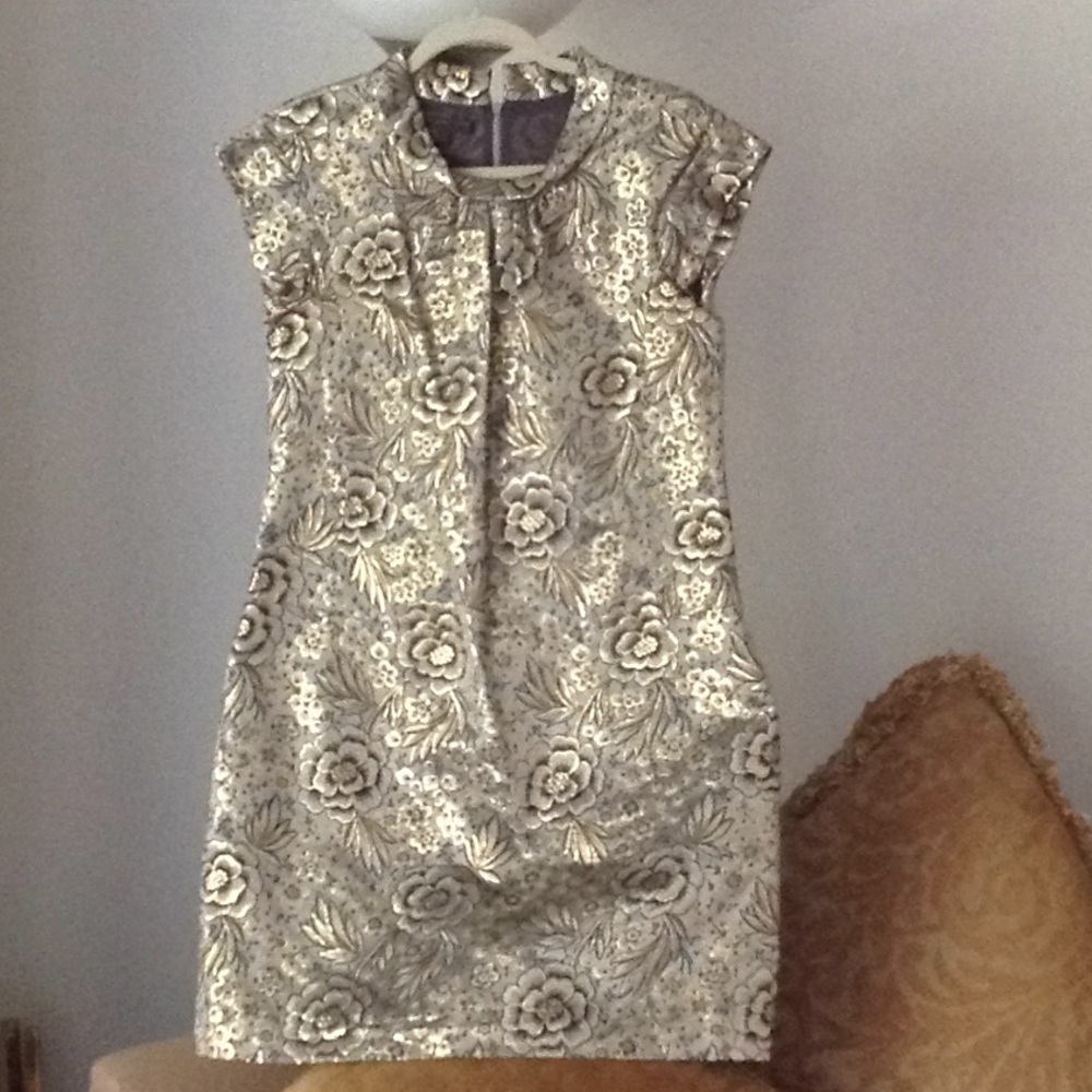 🇮🇹 Burberry - Italian 'Gold Lame Florals'  Dress